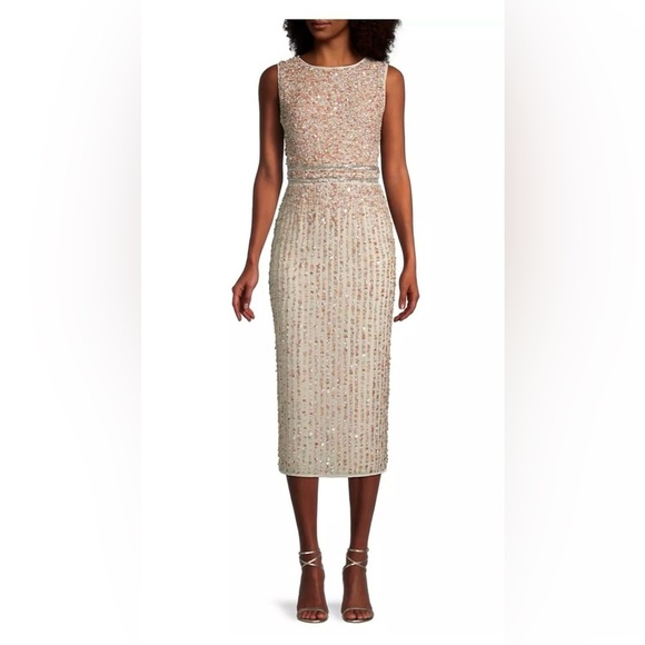 NWT Mac Dugglal Sequin Embroidered Sheath Dress 14 - Picture 7 of 12